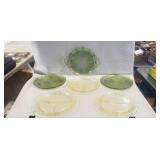 (3) Vintage Yellow Depression Glass Plates, (1)