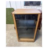 Rolling Particle Board Cabinet w/ Glass Door