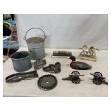 Enamel Pots, Cookie Cutters, Cast Metal Train &