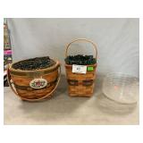 (2) Longaberger Baskets, (2) Plastic Liners