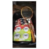 Antique Coverlet & Quilt , (1) Tennis Racket & 3