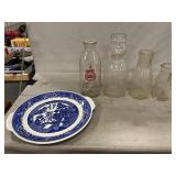 Milk Bottles, Willoware Platter