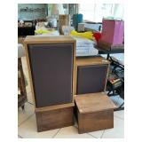 Pair Of Vintage Speakers With Wooden Speaker