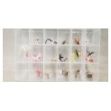 Assorted Fly Fishing Flies w/ Plastic Storage