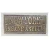 (1) Cast Iron Sign (8"ï¿½3.5")
