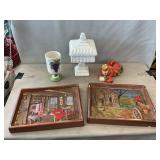 Ceramic Paint noted Barn Scenes, Goblet, Candy