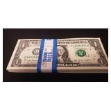 (100) U.S. One Dollar Bills (Consecutive Serial