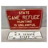 PA Game Commission Sign, U.S. Senate Staff Car