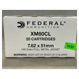 (20) Rounds Of Federal 7.62x51mm Ammo