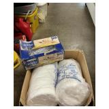 Box Lot Of Foam Dinner Plates, Plastic Cups &