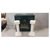 Pair Of Belleek Candle Holders w/ Box (8" Tall)