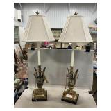 Heavy Brass & Marble Hollywood Regency-Style