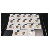 (18) Gold Plated Indian Head/Buffalo Nickels