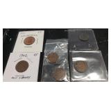 (6) U.S. Indian Head One Cent Coins