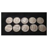 (10) U.S. Kennedy Half Dollar Coins