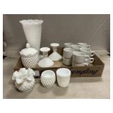 Milk Glass Assortment, Monopoli Demitasse Cups