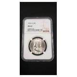 (1) Graded U.S. 1954-D Silver Franklin Half