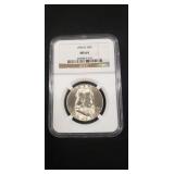 (1) Graded U.S. 1954-D Silver Franklin Half