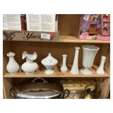 Shelf Lot Of Milk Glass Including Westmoreland