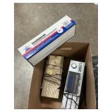 Box Lot With Vintage Clock/Radios, Laminate