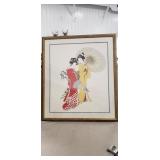 (1) Framed Asian Inspired Art Work Piece