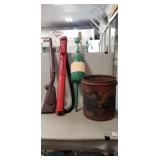 Vintage Oil Can, (1) Lobster Buoy, (1) Fishing