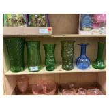 (5) Colored Glass Vases