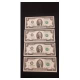 (4) U.S. Two Dollar Bills