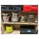 Shelf Lot With Glass Canister & Candy Jar,