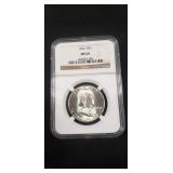 (1) Graded U.S. 1954 Silver Franklin Half Dollar