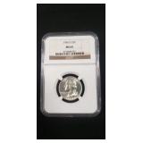 (1) Graded U.S. 1956-D Silver Quarter (90%