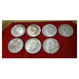 (7) 1964 U.S. Silver Kennedy Half Dollar Coins