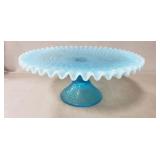 Vintage Fenton Blue Opalescent Hobnail Pedestal