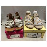 New Unworn Bettye Suede Camel Wrap Flat Sandals,