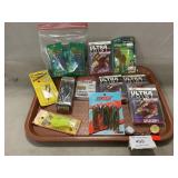 Assorted Fishing Baits, Lures, Hooks, Clip-On Rod