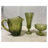 Vintage Fostoria Coin Glass Pitcher, Bud Vase &