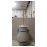 Stoneware Butter Churn w/ Wooden Paddle (15"