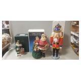 (1) Nutcracker & (2) Santa Clause Figurines