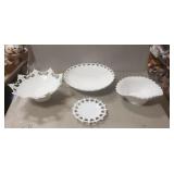 (4) Assorted Vintage Milk White Glassware