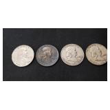 (4) U.S. Silver Franklin Half Dollar Coins (90%