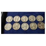 (10) U.S. Silver Quarters (90% Silver)