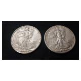 (2) 1945 U.S. Silver Walking Liberty Half Dollar