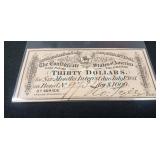 (1) Confederate States Of America Thirty Dollar