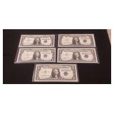 (5) U.S. Silver Certificate One Dollar Bills