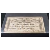(1) Confederate States Of America Fifteen Dollar
