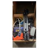 Box Lot Of Assorted Electronic Items, (1) Tripod