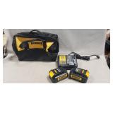(1) DeWALT Battery Charger, (2) 20V Batteries &