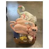 Box With Pillows, Doilies, Handcrafted Animals