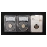 (3) Graded U.S. Silver Dimes