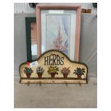 (2) Prints, Herbs Wall Art W/Hooks